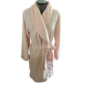 Calvin Klein Womens XS/S Plush Pink Bathrobe Soft Fleece Belted Loungewear